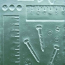 Cast glass slab , workshop found objects