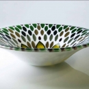 "Seedhead", Majolica-style glass bowl