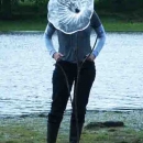 Jayne Ford and lily glass sculpture