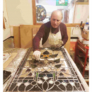 Cementing leaded window for Derbyshire  residence