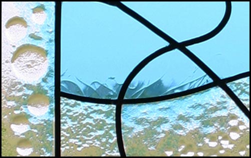 Leaded window panel with fused glass texture (detail)