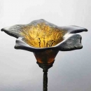 Bronze and amber fused glass lily