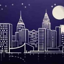 "Manhattan" etched purple glass