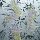 Frosted glass panel with fibre inclusions