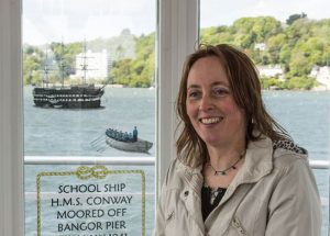 HMS Conway Memorial Window Bangor and image of the artist Jayne Ford